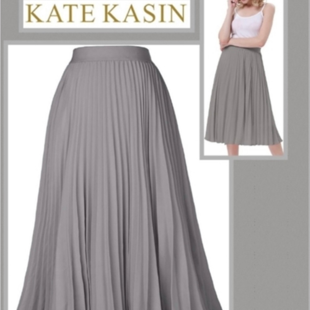 Kate Kasin | Skirts | Kate Kasin Gray High Waisted Pleated